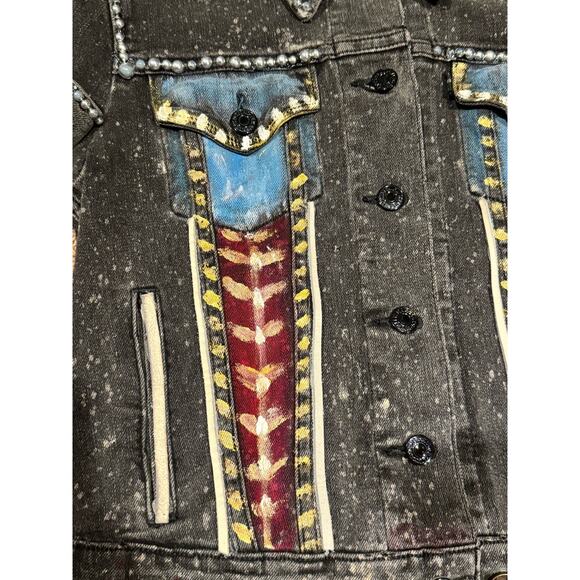 Levi’s Embellished Beaded Denim Jacket by Evelyn Taylor 1/1 jacket size small - Picture 10 of 13